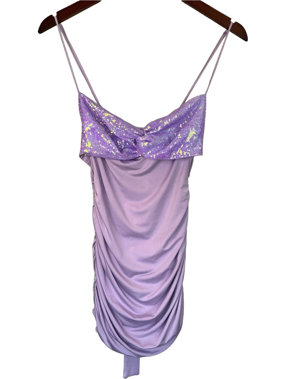 Lucy in the Sky Lavender Sequin Cut-Out Bodycon Slip Mini Dress